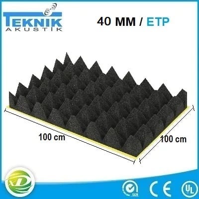 Yapışkan Bantlı Akustik Piramit Sünger 40 MM